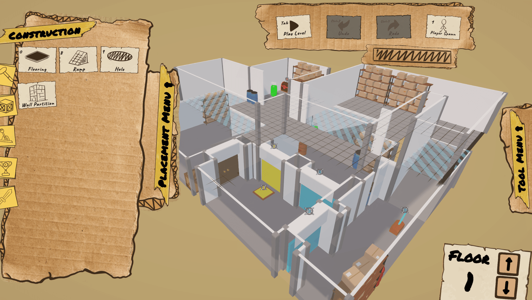 Cardboard Catacombs Build Mode level editor